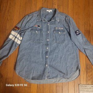 New England Patriots Ladies Denim Shirt